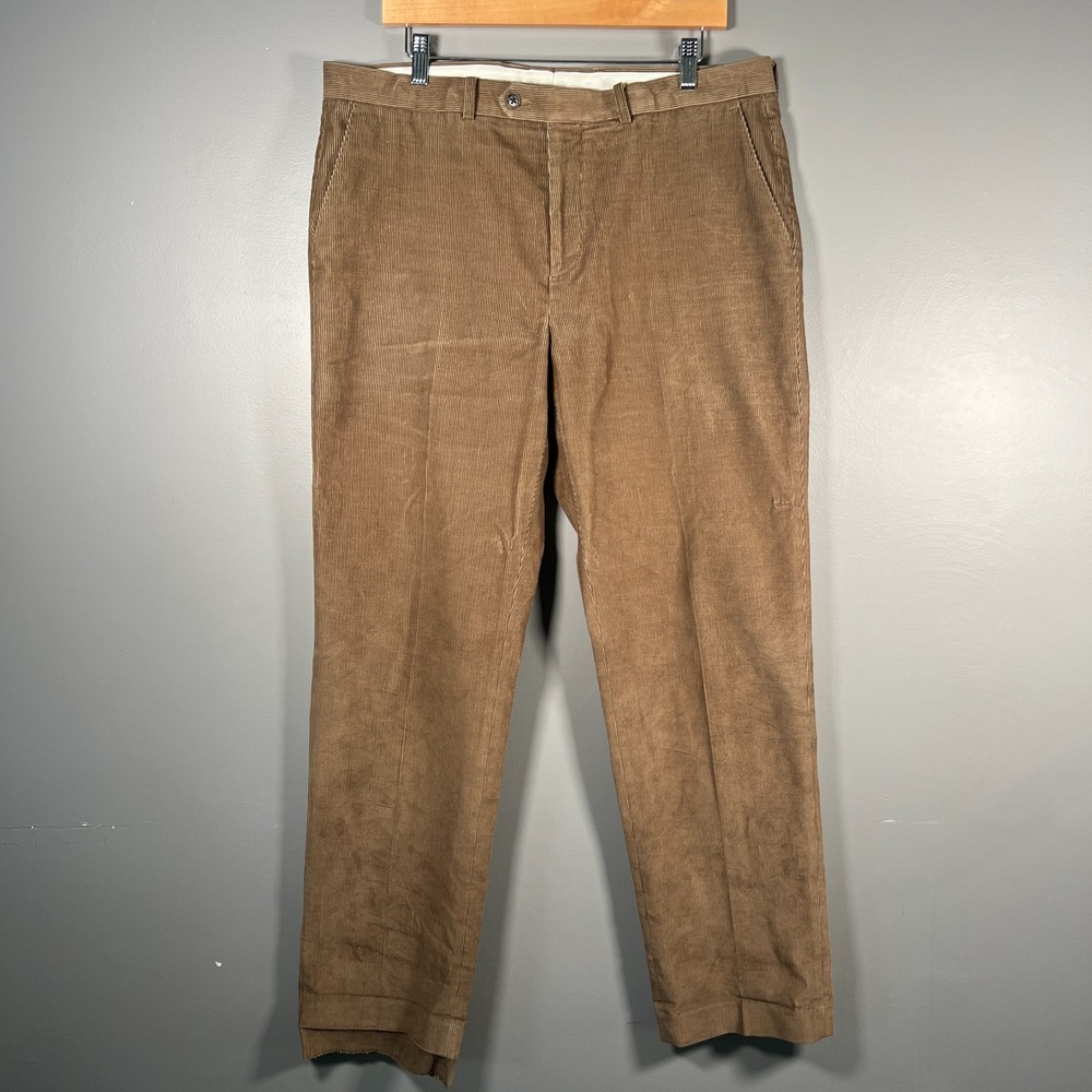 Lauren Ralph Lauren Corduroy Pant Mens 36x32 Brown Chino Flat Front Dress Preppy